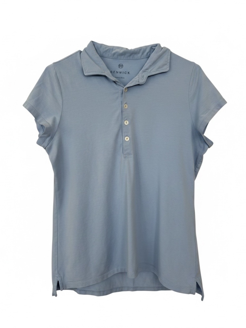 Renwick Women’s Light Blue Short-Sleeve Polo Tee Pima Cotton - Size M